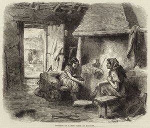 Interiør i en leirhytte på Kildare av English School