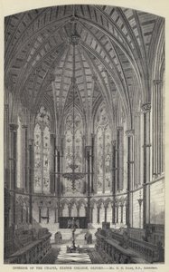 Interiør av kapellet, Exeter College, Oxford (gravering) av English School