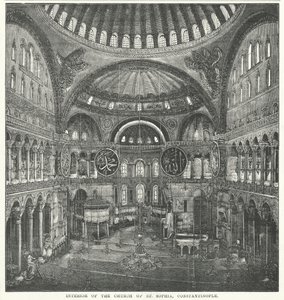 Interiøret i St. Sophia-kirken i Konstantinopel (gravering) av English School