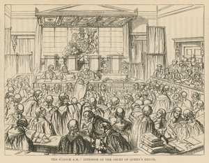 Interiør av Court of Queens Bench av English School