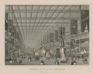 Interiør av den store utstillingen, 1851, fra tverrskipet ser vestover av English School
