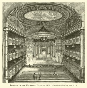 Interiør av Haymarket Theatre, 1821 av English School