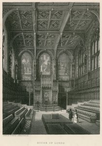 Interiør av House of Lords, Westminster, London av English School