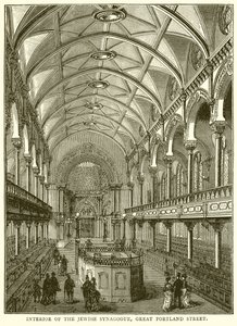 Interiøret i den jødiske synagogen, Great Portland Street av English School