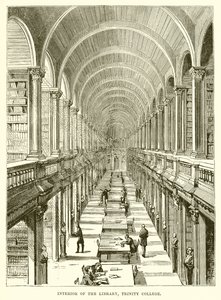 Interiøret i biblioteket, Trinity College av English School