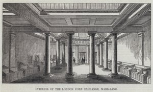 Interiør av London Corn Exchange, Mark-Lane (gravering) av English School
