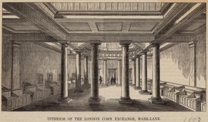 Interiøret i London Corn Exchange, Mark Lane av English School