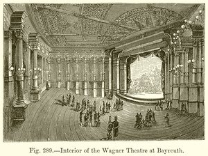 Interiør i Wagner-teatret i Bayreuth av English School