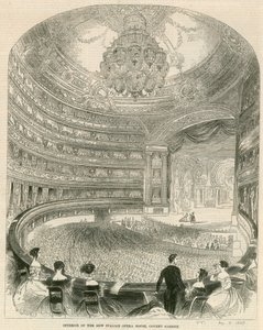 Interiør i det nye italienske operahuset, Covent Garden, London av English School