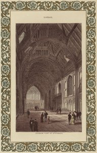 Innvendig utsikt over Guildhall (fargegravering) av English School