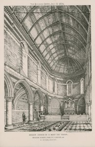 Innvendig utsikt over Mission Church of St Mary the Virgin av English School