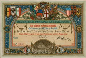 Invitasjon til International Municipal Entertainment i Guildhall, London, 29. juli 1875 av English School