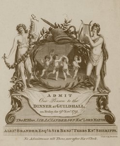 Invitasjon til en bankett i Guildhall, London, 9. november 1792 av English School