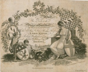 Invitasjon til en bankett i Guildhall, London, 9. november 1820 av English School
