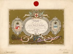 Invitasjon til en bankett i Guildhall, London, 9. november 1853 av English School