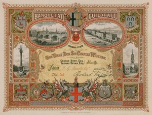 Invitasjon til en bankett i Guildhall, London, 9. november 1878 av English School