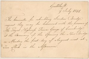 Einladung zur Eröffnung der neuen London Bridge