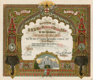 Invitasjon til mottakelse av HKH Prinsen av Wales i Guildhall, London, 19. mai 1876 av English School