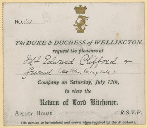 Invitasjon til å se returen til Lord Kitchener av English School