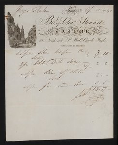 Faktura fra Charles Stewart, skredder, St Paul's Church Yard, London av English School