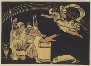 Iris som viser seg for Turnus (fargelitografi) av English School