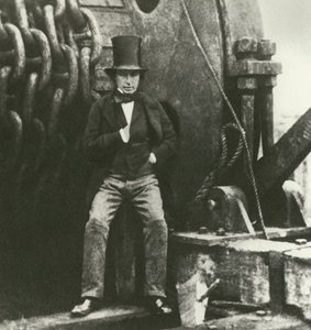 Isambard Kingdom Brunel, ingeniør, under byggingen av Great Eastern (gravering) av English School