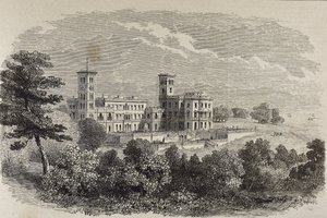 Isle of Wight. Osborne House, sommerresidensen til dronning Victoria. Illustrasjon fra 1880. av English School