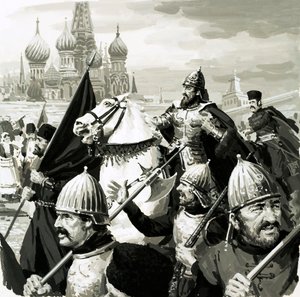 Ivan, tsar av Russland, beviste sin verdi i kamp mot tartarene av English School