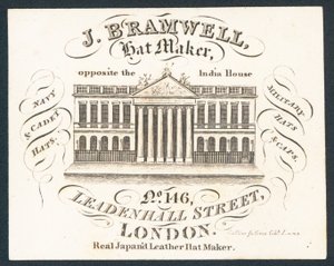 J Bramwell, hattemaker, handelskort av English School