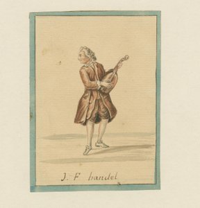 J. F. Handel, midten av 1800-tallet (penn og blekk, fargestift og vask på papir) av English School