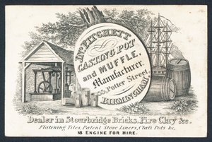 J N Fitchett, produsent av støpegryte og muffe, handelskort av English School