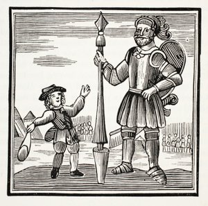 Jack and the Giant, illustrasjon fra Chap-books of the Eighteenth Century av John Ashton, pub. 1882 av English School