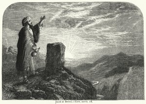 Jakob på Betel, Gen xxviii 18 (gravering) av English School