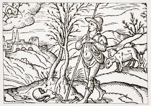 januar, fra Spensers The Shepherds Calendar, 1579 av English School