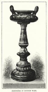 Jardiniere i Doulton ware (gravering) av English School
