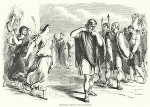 Jefta wird von seiner Tochter empfangen (Gravur) von English School