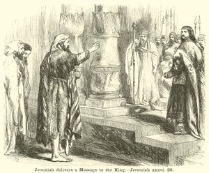 Jeremia leverer et budskap til kongen, Jeremia, xxxvi, 29 av English School