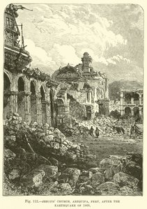 Jesuittkirken, Arequipa, Peru, etter jordskjelvet i 1868 av English School