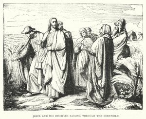 Jesus og hans disipler går gjennom kornåkeren (gravering) av English School