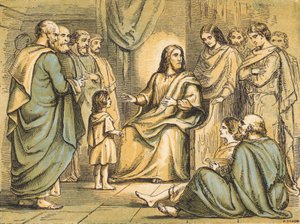 Jesus underviser sine disipler (farget gravering) av English School