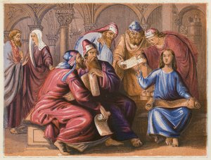 Jesus med legene (fargelitografi) av English School
