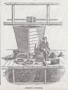 Jigging maskin, Cornish kobbergruve (gravering) av English School