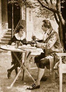 Johann Wolfgang von Goethe unterrichtet seinen Sohn August im Armbrustschießen von English School