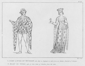 John 1, hertugen av Bourbon, Mary de Berri (gravering) av English School