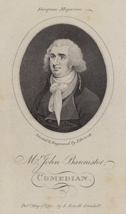 John Bannister , engelsk skuespiller, komiker og teatersjef (gravering) av English School