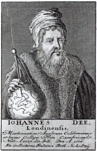 John Dee (1527-1608) en londoner (gravering) (bundw-foto) av English School