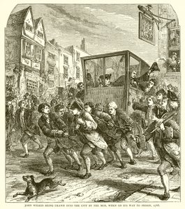 John Wilkes ble trukket inn i byen av mobben, da han var på vei til fengsel, 1768 av English School