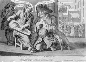 John of Gant in Love, eller Mars på knærne, 1749 av English School
