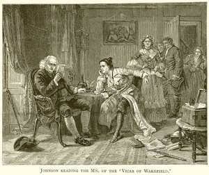 Johnson leser Ms. of the Vicar of Wakefield av English School