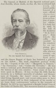 Jose Zorrilla, den avdøde spanske poetprisvinneren (gravering) av English School
